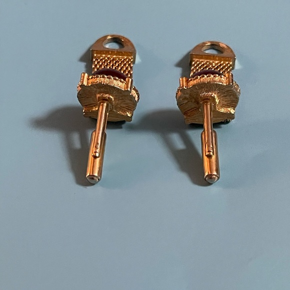 Vintage Cufflinks Gold Tone with Red Center Piece - Picture 3 of 5